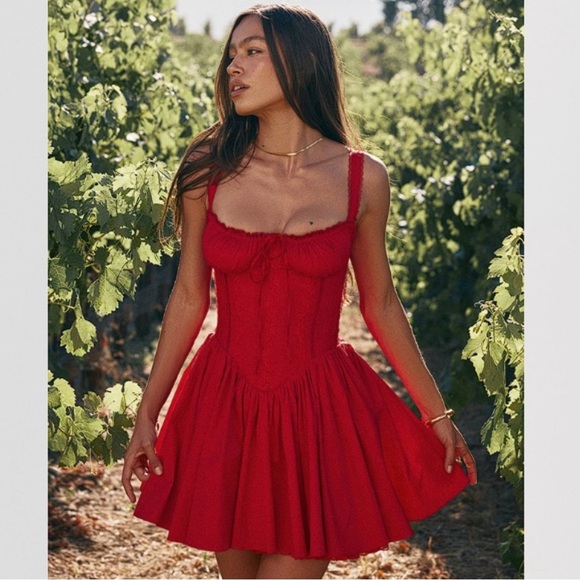 HOUSE OF CB 'Pietra' Cherry Corset Mini Dress  NWOT - Picture 1 of 6